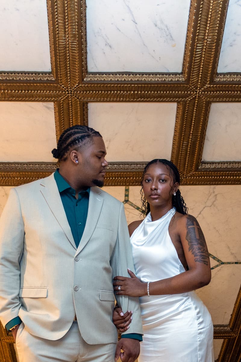 Karmyn and Anthony portrait with gold ceiling