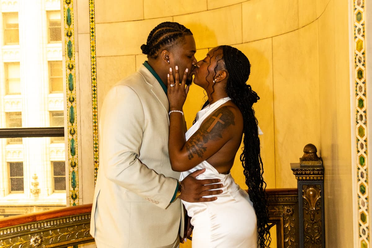 Karmyn and Anthony sharing a kiss